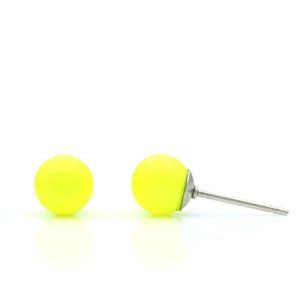 Neon Yellow Pearl Studs | 6mm Pearl Earrings | Dainty Swarovski Pearls Studs